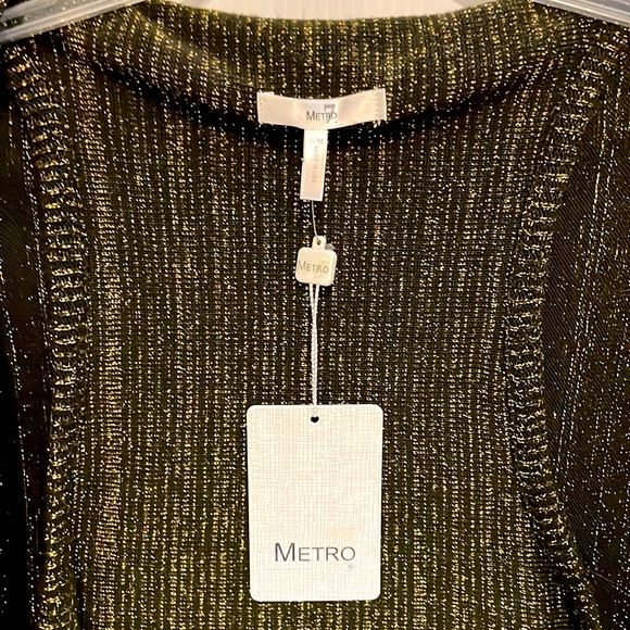 NWT Womens Black w/Metallic Threading Crop Evening Shrug open front Sweater S/M - Picture 11 of 16